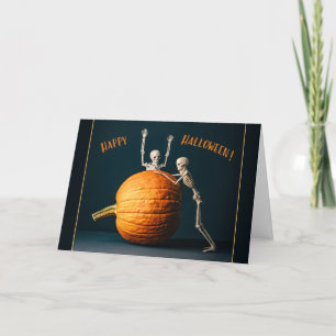 Cartes Pour Fêtes Annuelles Joyeux Halloween squelettes joueurs avec citrouill