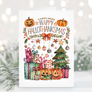 Cartes Pour Fêtes Annuelles Joyeux Halloween, Thanksgiving Christmas Card