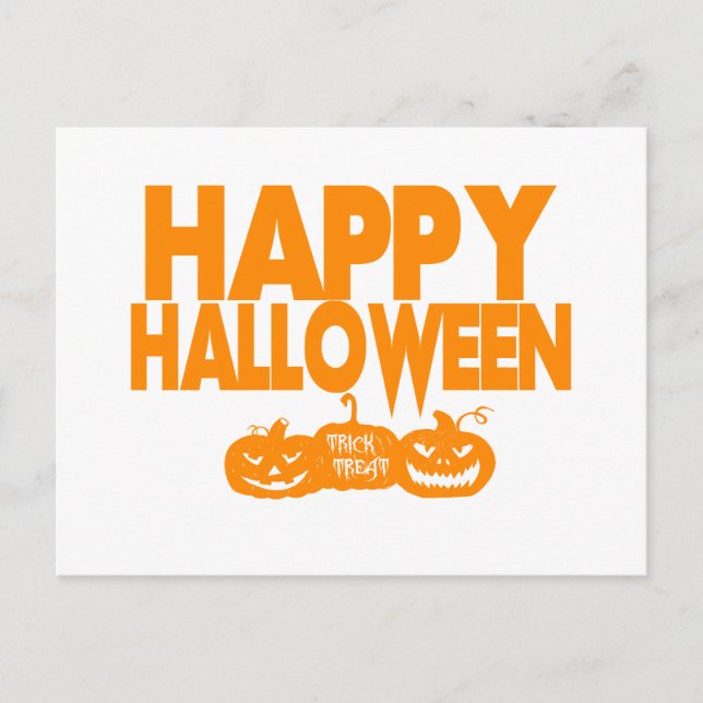 Cartes Pour Fêtes Annuelles Joyeux Halloween Trick ou Treat Citrouilles (Devant)