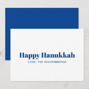 Cartes Pour Fêtes Annuelles Joyeux Hanoukka blanc bleu minimaliste personnalis