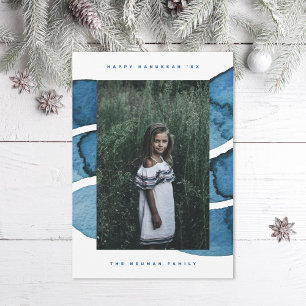 Cartes Pour Fêtes Annuelles Joyeux Hanoukka Blue Brossé photo de la fête juive
