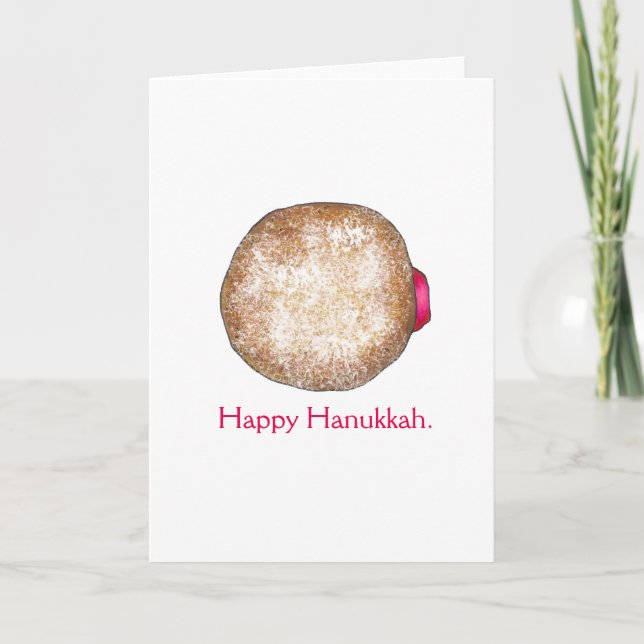 Cartes Pour Fêtes Annuelles Joyeux Hanoukka Chanukah Jelly Donut Sufganiyot (Devant)