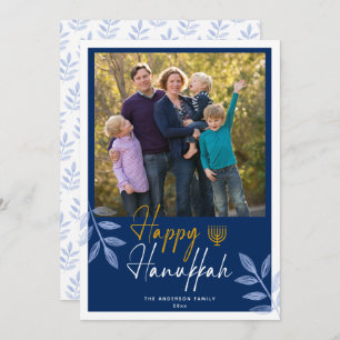 Cartes Pour Fêtes Annuelles Joyeux Hanoukka Dark Blue Photo Holiday