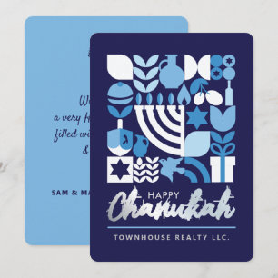 Cartes Pour Fêtes Annuelles Joyeux Hanoukka Menorah Etoiles juives Dreidel Hol