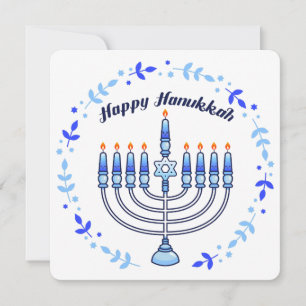 Cartes Pour Fêtes Annuelles Joyeux Hanoukka Menorah Juif Juif Cute bougies