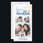 Cartes Pour Fêtes Annuelles Joyeux Hanoukka Modern Script 3 Photo Holiday<br><div class="desc">Celebrate the holidays with this modern photo card.</div>