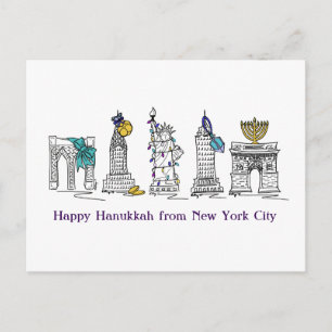 Cartes Pour Fêtes Annuelles Joyeux Hanoukka New York City NYC Fêtes juives