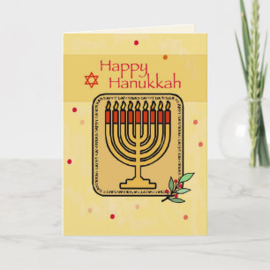 Cartes Pour Fêtes Annuelles Joyeux Hanoukka, Or, Rouge, Menorah
