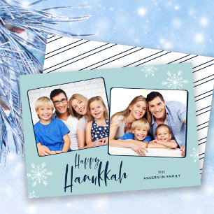 Cartes Pour Fêtes Annuelles Joyeux Hanukkah 2 Photos Flocons de neige
