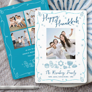 Cartes Pour Fêtes Annuelles Joyeux Hanukkah 5 Photo Doodle Dessiné à la Main F