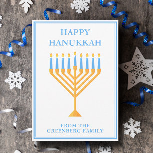Cartes Pour Fêtes Annuelles Joyeux Hanukkah Chandelier Personnalisable Mignon
