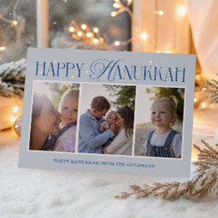 Cartes Pour Fêtes Annuelles Joyeux Hanukkah Collage Moderne 3 Photos de Famill