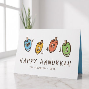 Cartes Pour Fêtes Annuelles Joyeux Hanukkah Dreidel Moderne