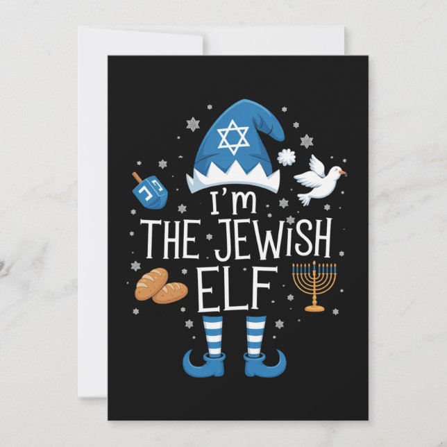 Cartes Pour Fêtes Annuelles Joyeux Hanukkah Famille de lutin juif Groupe Noël  (Devant)