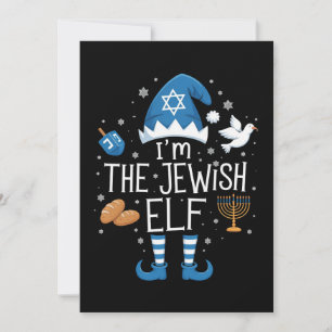 Cartes Pour Fêtes Annuelles Joyeux Hanukkah Famille juive de lutins de Noël 