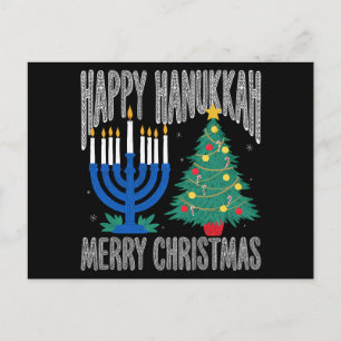 Cartes Pour Fêtes Annuelles Joyeux Hanukkah Joyeux Noël Menorah Arbre Étoile