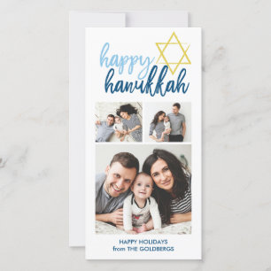 Cartes Pour Fêtes Annuelles Joyeux Hanukkah Modern Script 3 Photo Vacances