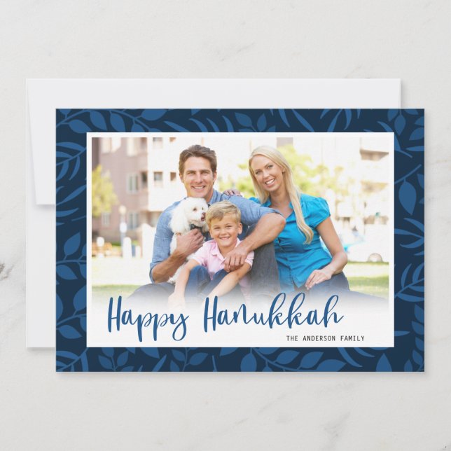 Cartes Pour Fêtes Annuelles Joyeux Hanukkah Photo de script moderne (Devant)