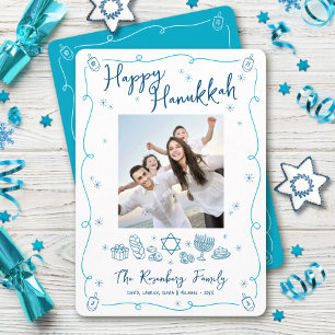 Cartes Pour Fêtes Annuelles Joyeux Hanukkah Photo Doodles Dessinés à la Main F
