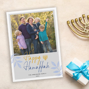 Cartes Pour Fêtes Annuelles Joyeux Hanukkah Photo Gris Clair de Vacances