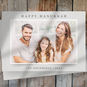 Cartes Pour Fêtes Annuelles Joyeux Hanukkah Simple Élégant Photo de Famille Pe