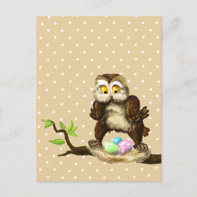 Cartes Pour Fêtes Annuelles Joyeux hibou de Pâques (Devant)