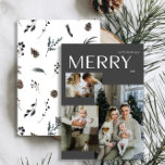 Cartes Pour Fêtes Annuelles Joyeux hiver 3 Photo Aquarelle Noire moderne<br><div class="desc">Cette année, faites savoir à vos amis et à votre famille que vous vous souciez de la carte de Noël Winter Merry 3 Photo Modern Black Watercolor. Non seulement il est élégant et à jour, mais il a assez d'espace pour vous pour inclure trois de vos souvenirs préférés de l'année...</div>