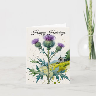Cartes Pour Fêtes Annuelles Joyeux Hlidays Chardon Highlands Écossais