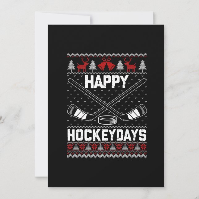 Cartes Pour Fêtes Annuelles Joyeux Hockeydays Funny Christmas Ice Hockey Joueu (Devant)