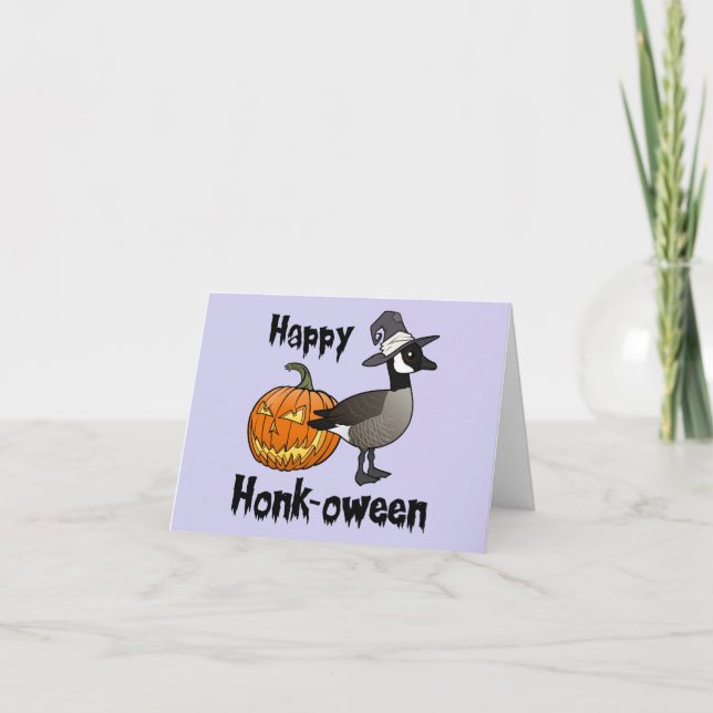 Cartes Pour Fêtes Annuelles Joyeux Honk-oween Drôle d'oie du Canada Halloween (Devant)