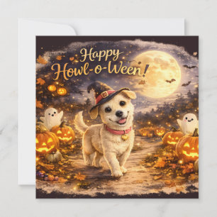 Cartes Pour Fêtes Annuelles Joyeux Howl-o-Ween Chien Mignon Design Halloween