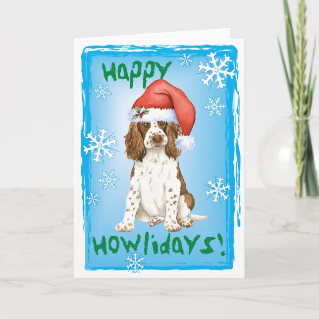 Cartes Pour Fêtes Annuelles Joyeux Howliday English Springer Spaniel (Devant)