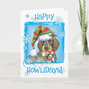 Cartes Pour Fêtes Annuelles Joyeux Howlidays À poils durs Dachshund