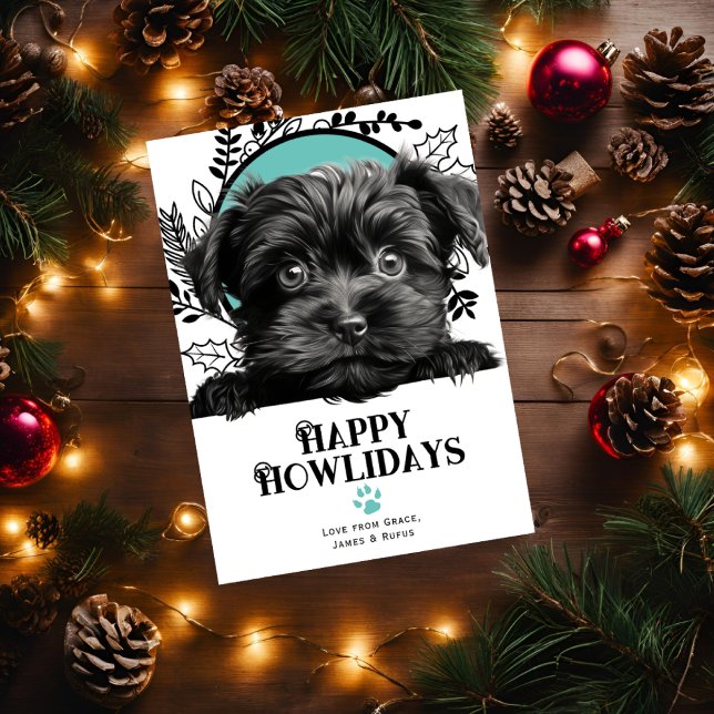 Cartes Pour Fêtes Annuelles Joyeux Howlidays Affenpinscher Dog Christmas (Happy Howlidays Affenpinscher Dog Christmas Holiday Cards from Ricaso. Cute dog breed holiday cards)