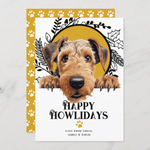 Cartes Pour Fêtes Annuelles Joyeux Howlidays Airedale Terrier Chien Noël