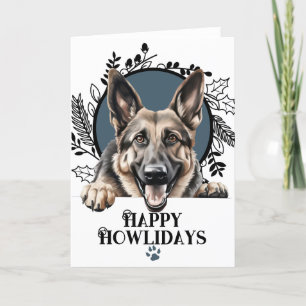 Cartes Pour Fêtes Annuelles Joyeux Howlidays Allemand Berger Chien Noël