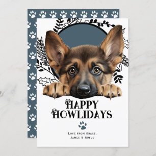 Cartes Pour Fêtes Annuelles Joyeux Howlidays Allemand Berger Chien Noël