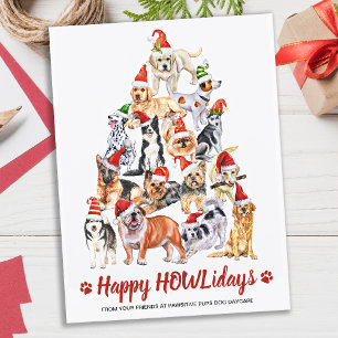 Cartes Pour Fêtes Annuelles Joyeux HOWLidays Amoureux de les chiens Noël Arbre