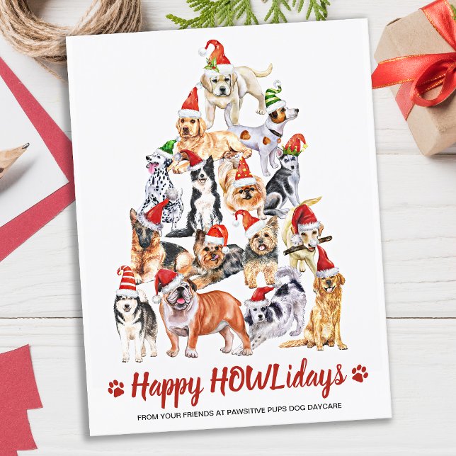 Cartes Pour Fêtes Annuelles Joyeux HOWLidays Amoureux de les chiens Noël Arbre (Créateur téléchargé)