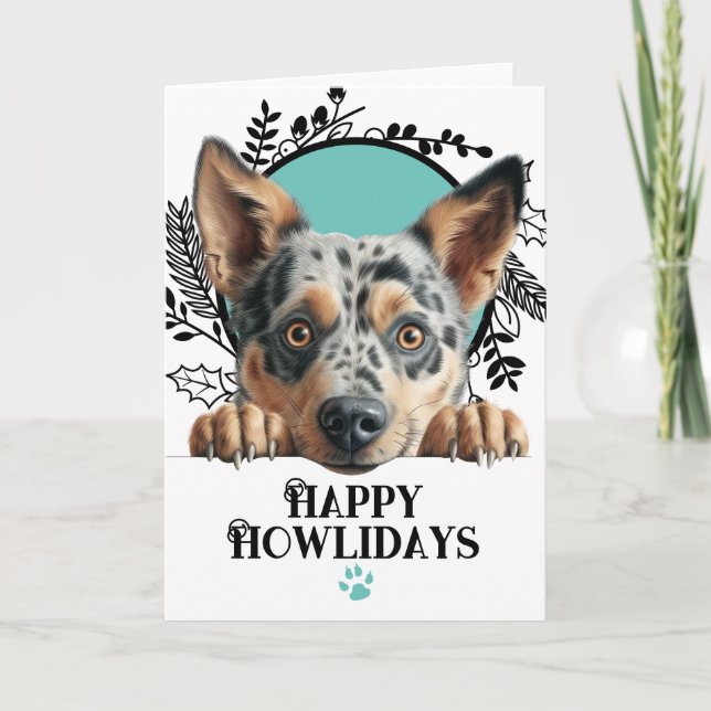 Cartes Pour Fêtes Annuelles Joyeux Howlidays Australian Cattle Dog Christmas (Devant)