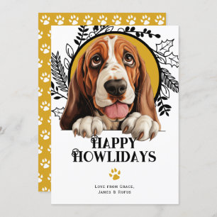 Cartes Pour Fêtes Annuelles Joyeux Howlidays Bassett Hound Dog Christmas