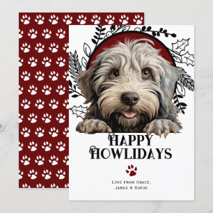 Cartes Pour Fêtes Annuelles Joyeux Howlidays Bergamasco Chien Noël