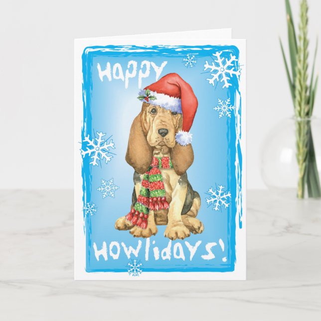 Cartes Pour Fêtes Annuelles Joyeux Howlidays Bloodhound (Devant)