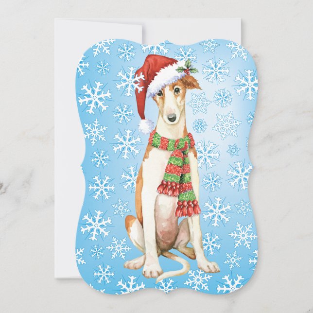 Cartes Pour Fêtes Annuelles Joyeux Howlidays Borzoi (Devant)