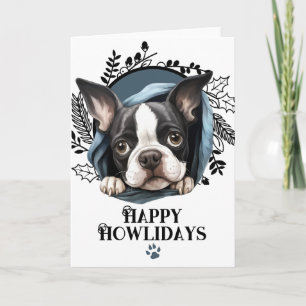 Cartes Pour Fêtes Annuelles Joyeux Howlidays Boston Terrier Chien Noël
