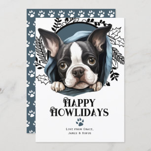 Cartes Pour Fêtes Annuelles Joyeux Howlidays Boston Terrier Dog Christmas