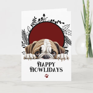 Cartes Pour Fêtes Annuelles Joyeux Howlidays Bouledogue Anglais Chien Noël
