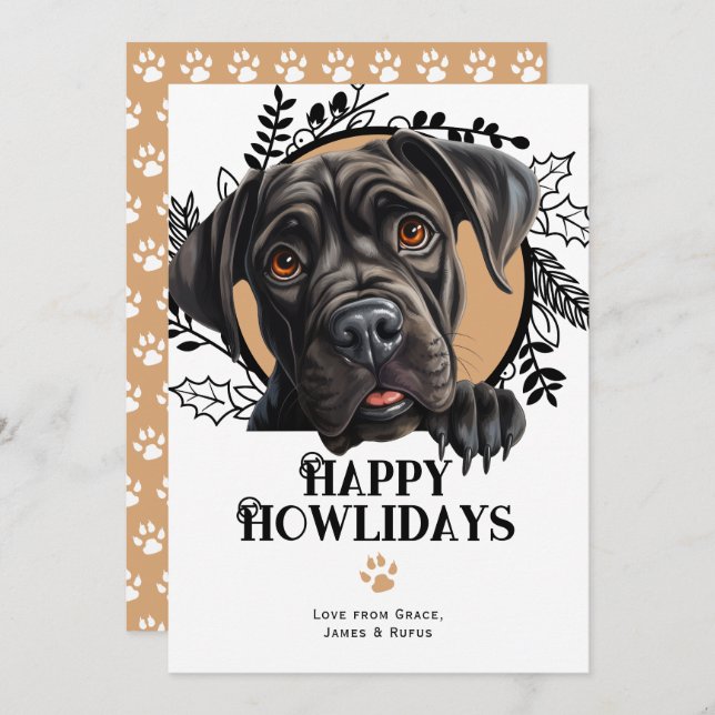 Cartes Pour Fêtes Annuelles Joyeux Howlidays Cane Corso Dog Christmas (Devant / Derrière)