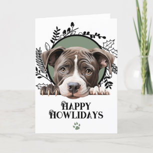 Cartes Pour Fêtes Annuelles Joyeux Howlidays Chien American Pit Bull Noël
