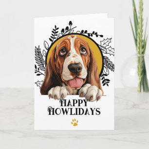 Cartes Pour Fêtes Annuelles Joyeux Howlidays Chien Basset Hound Noël